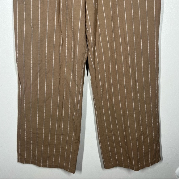 Sienna Sky Womens Tan Stripe Pull On Cotton Pants Wide Leg Size XL Coastal - Picture 3 of 9